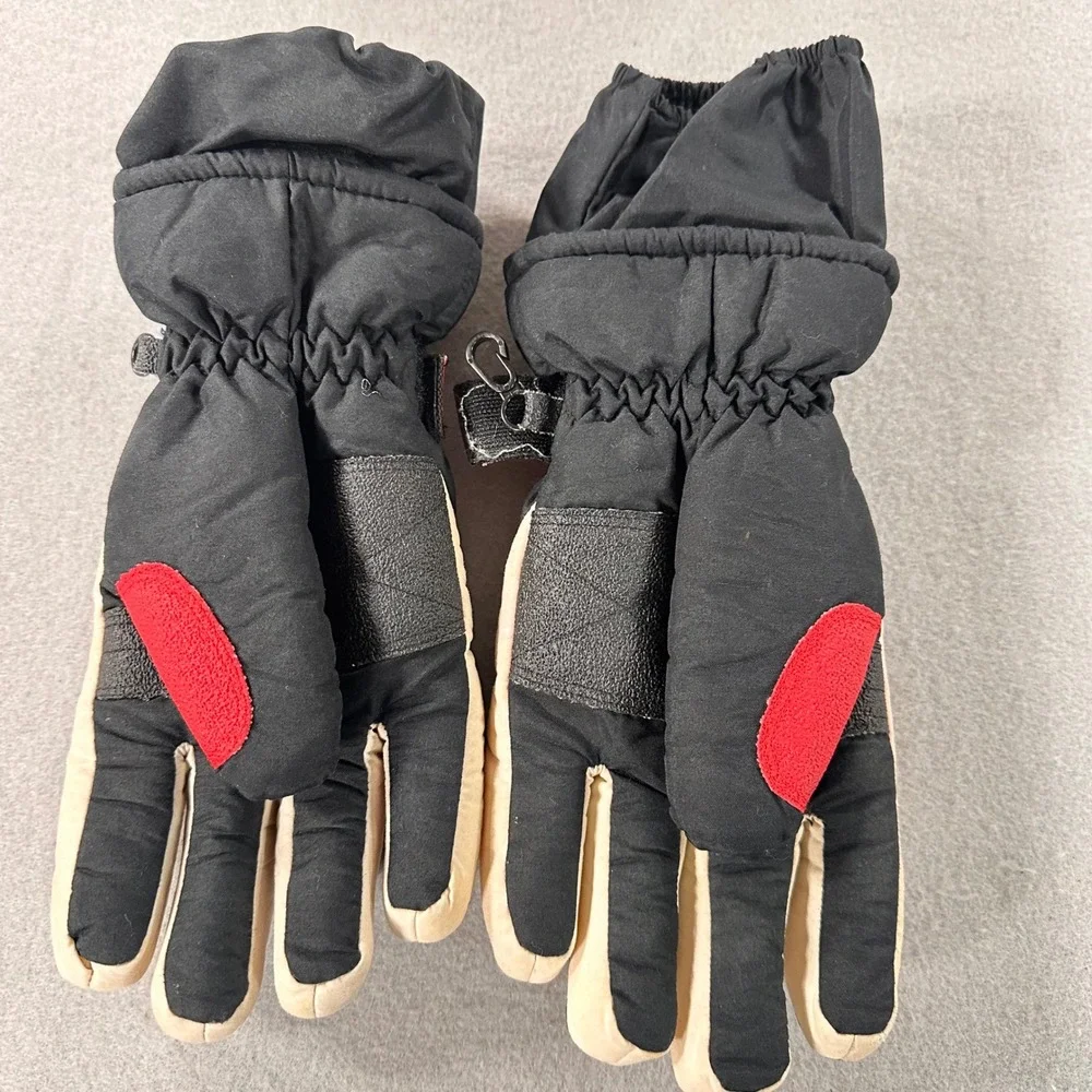 Vintage HotFingers Ski Gloves Large Youth Red Black Padded Knuckle Retro 90s